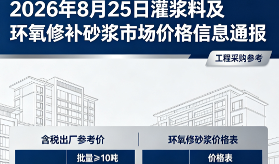 张家界2026年8月25日灌浆料及环氧修补砂浆市场价格信息通报